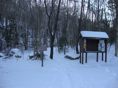 The North Twin Trail trailhead at the end of Haystack Road