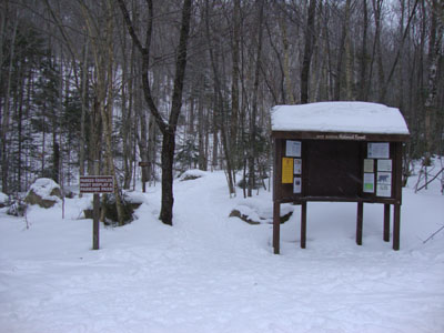 The North Twin Trail trailhead at the end of Haystack Road