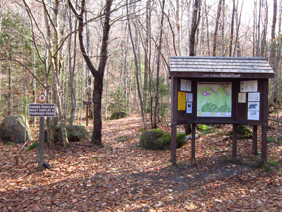 The North Twin Trail trailhead at the end of Haystack Road