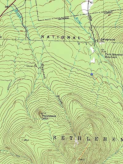 Topographic map of Peak Above The Nubble - Click to enlarge