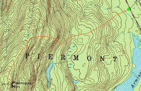 Topographic map of Piermont Mountain