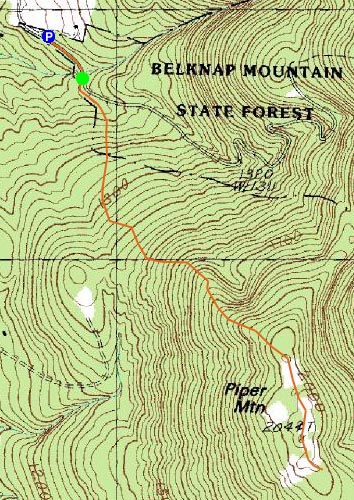 Topographic map of Piper Mountain