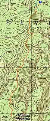 Topographic map of Plymouth Mountain