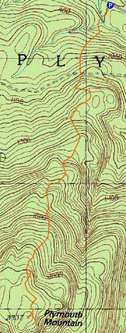 Topographic map of Plymouth Mountain