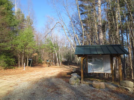 The trailhead kiosk at the hiker parking lot
