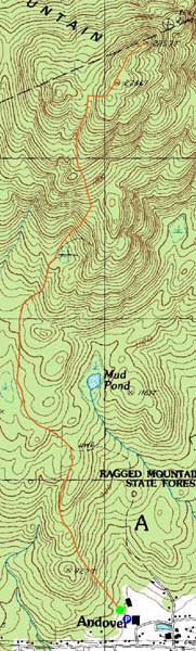 Topographic map of Ragged Mountain