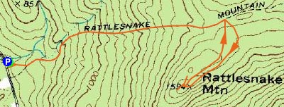 Topographic map of Rattlesnake Mountain