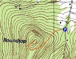 Topographic map of Roundtop