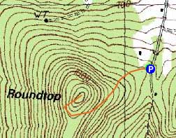 Topographic map of Roundtop