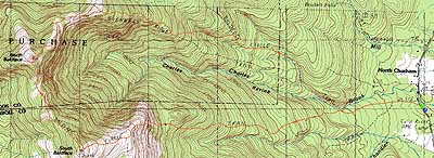 Topographic map of South Baldface, North Baldface - Click to enlarge
