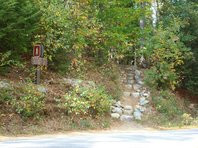 The Baldface Circle Trail trailhead on Route 113