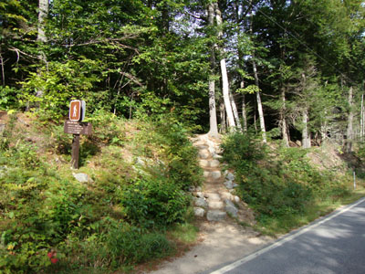 The Baldface Circle Trail trailhead on Route 113