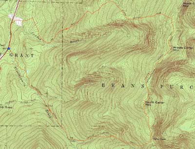 Topographic map of South Carter Mountain, Middle Carter Mountain - Click to enlarge
