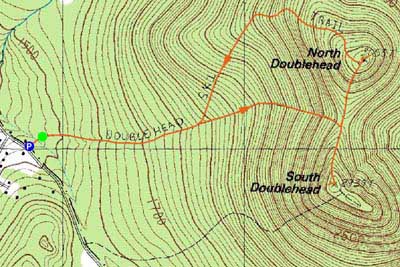 Topographic map of South Doublehead, North Doublehead - Click to enlarge
