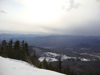 Looking over Tin Mountain toward Mt. Carrigain from the ledge near the South Doublehead summit - Click to enlarge