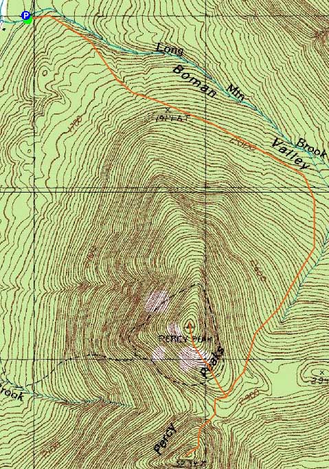 Topographic map of South Percy Peak, North Percy Peak