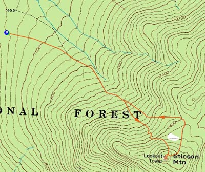 Topographic map of Stinson Mountain - Click to enlarge