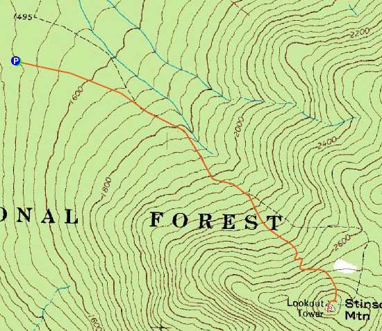 Topographic map of Stinson Mountain - Click to enlarge