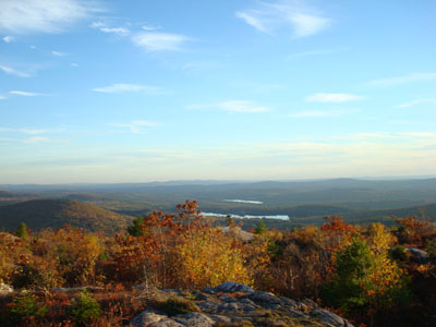 Looking south at Crystal Lake and Sunset Lake from the Straightback Mountain summit - Click to enlarge