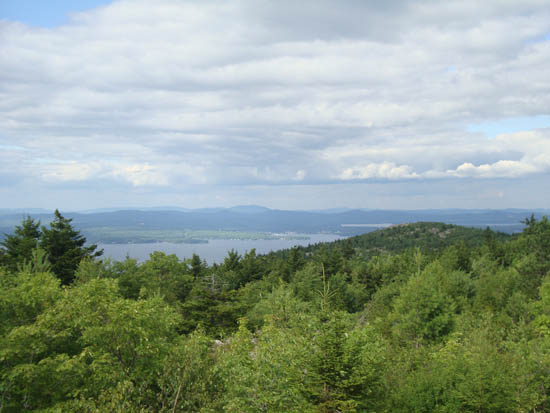 Looking at Lake Winnipesaukee and Mt. Major from near the summit of Straightback Mountain - Click to enlarge