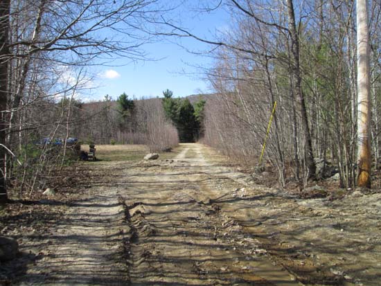 The beginning of the woods road at the end of the maintained portion of Alton Mountain Road