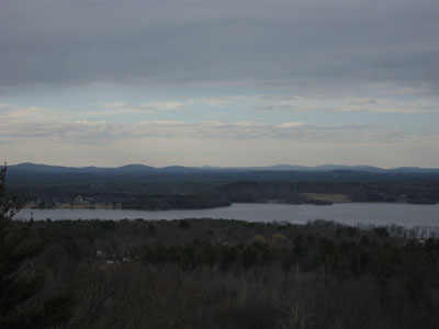 Looking north-northwest from the Stratham Hill fire tower with White Mountains in the distance - Click to enlarge