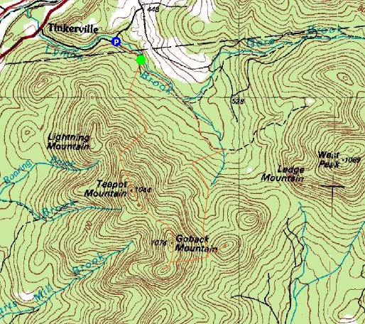 Topographic map of Teapot Mountain, Goback Mountain, Savage Mountain, East Savage Mountain
