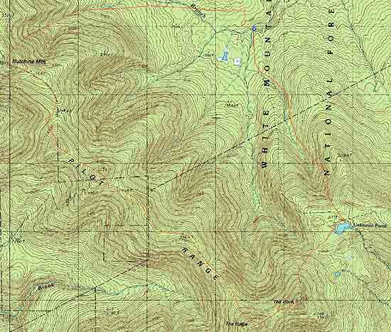 Topographic map of The Horn, The Bulge, Mt. Mary, Pilot Range (Middle Peak), Pilot Range (West Peak), Hutchins Mountain