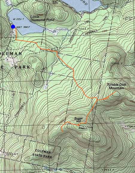 Topographic map of Tumble Dick Mountain, Sugar Hill