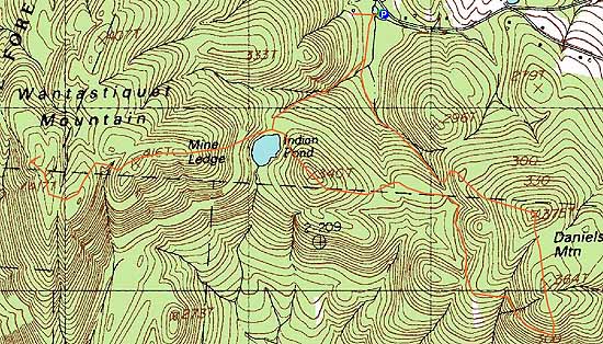 Topographic map of Wantastiquet Mountain, East Hill, Daniels Mountain