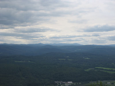 View near Wantastique Mountain summit, looking at Haystack and Mount Snow (center)