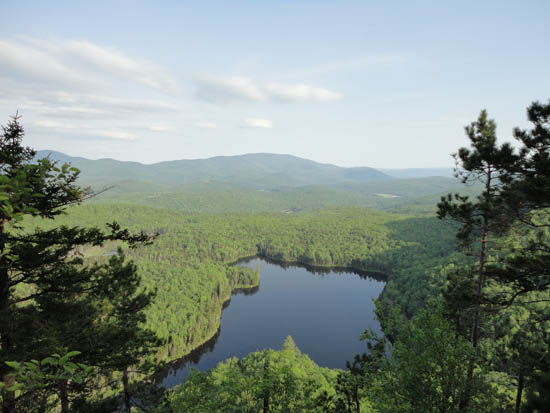 Looking at Wachipauka Pond from near the summit of Webster Slide Mountain - Click to enlarge