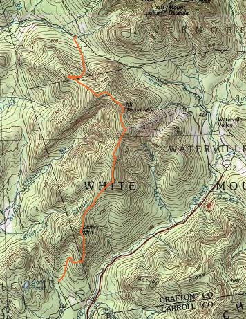 Topographic map of Welch Mountain, Foss Mountain, Green Mountain, Mt. Tecumseh, Mt. Tecumseh (West Peak), Mt. Tecumseh (Northwest Peak)