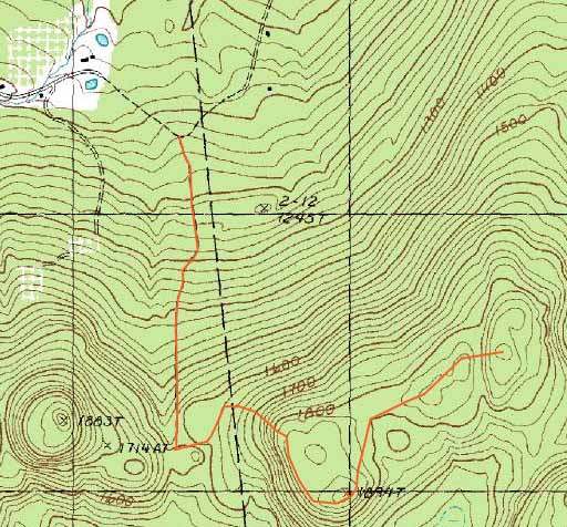 Topographic map of West Quarry Mountain, East Quarry Mountain