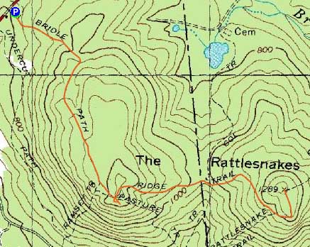 Topographic map of West Rattlesnake, East Rattlesnake