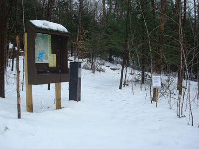 The Old Bridle Path trailhead at the back of the new parking area