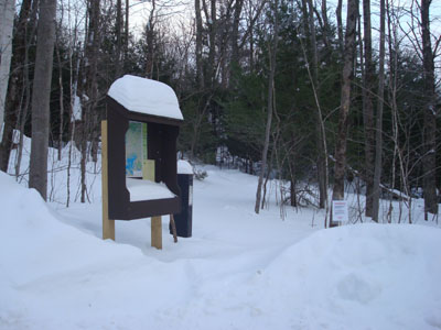 The Old Bridle Path trailhead at the back of the new parking area