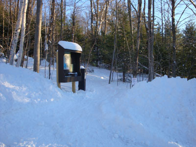 The Old Bridle Path trailhead at the back of the new parking area