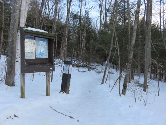 The Old Bridle Path trailhead at the back of the parking area