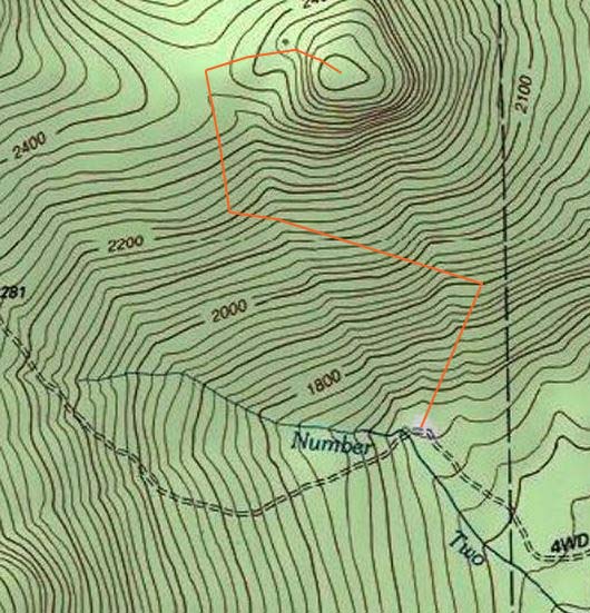 Topographic map of Whitcomb Mountain - East Peak