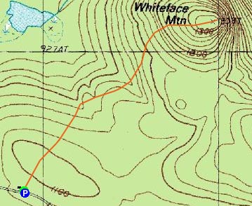 Topographic map of Whiteface Mountain