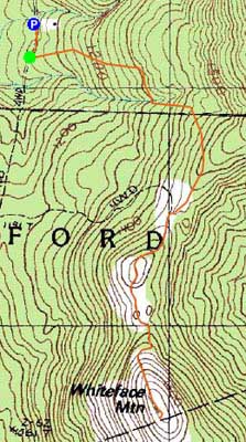 Topographic map of Whiteface Mountain - Click to enlarge