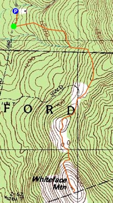 Topographic map of Whiteface Mountain