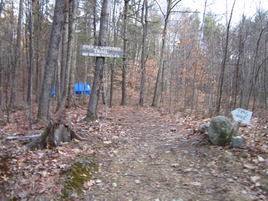 The Piper Whiteface Trail trailhead on Belknap Mountain Road