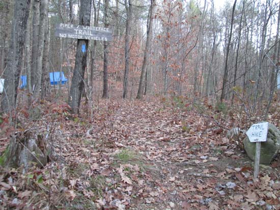 The Piper Whiteface Trail trailhead on Belknap Mountain Road