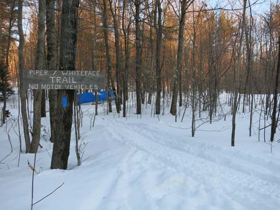 The Piper Whiteface Trail trailhead on Belknap Mountain Road