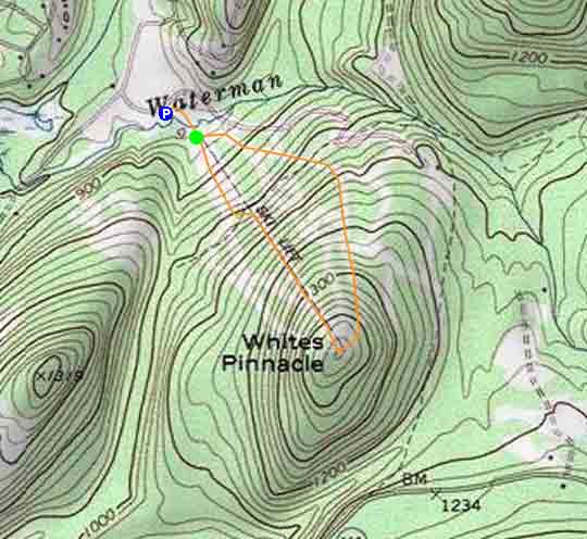 Topographic map of Whites Pinnacle