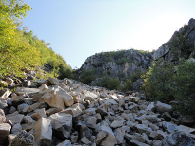 Looking up the slide on the way to Whitewall Mountain
