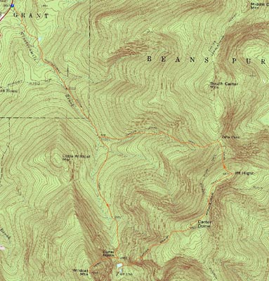 Topographic map of Wildcat A, Carter Dome, Mt. Hight - Click to enlarge