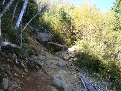 Crossing the slide on the Wildcat Ridge Trail